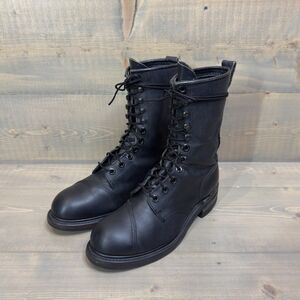 Vintage 1997 US Military Black Leather Steel Toe Boots Men's 8.5 W